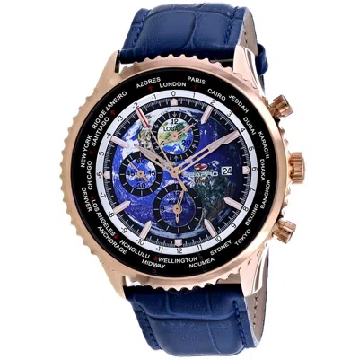 Seapro Meridian World Timer Gmt Chronograph Quartz Blue Dial Men's Watch Sp7135 In Blue / Gold Tone / Rose / Rose Gold Tone