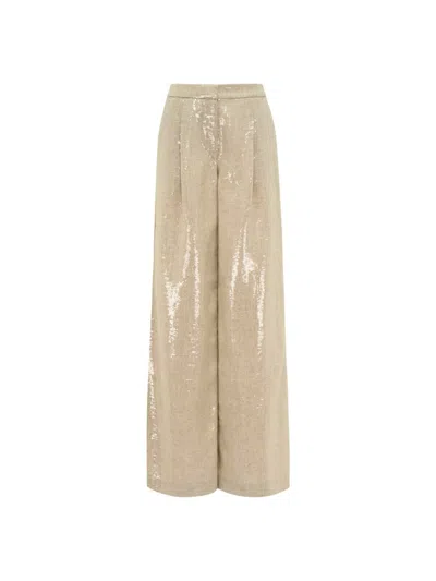 Federica Tosi Bamboo Sequin Trousers In Nude & Neutrals