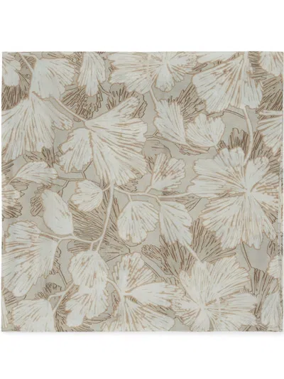 Brunello Cucinelli Floral-print Silk Scarf In Brown