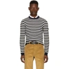 PRADA Navy & Off-White Striped Lambswool Jumper