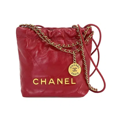 Pre-owned Chanel 22 Red Leather Shoulder Bag ()