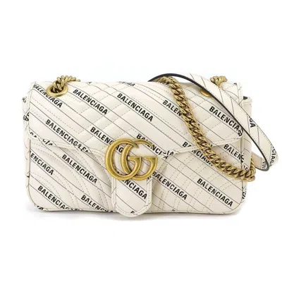 Gucci Gg Marmont White Leather Shoulder Bag ()