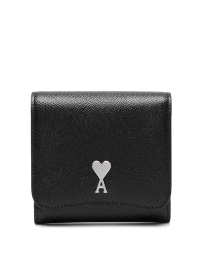 Ami Alexandre Mattiussi Ami Paris Leather Wallet In Black