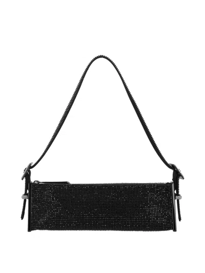 Benedetta Bruzziches Joy Rhinestone-embellished Shoulder Bag In Black