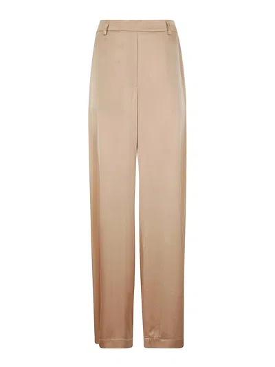 Forte Forte Stretch Silk Satin Wide Trousers In Pink