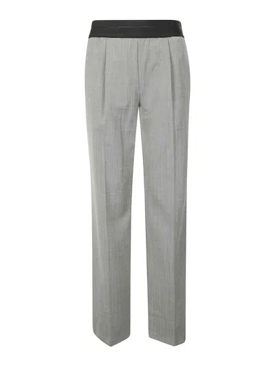 Helmut Lang Logo Band Pull-on Suit Trouser In Black/white Multi