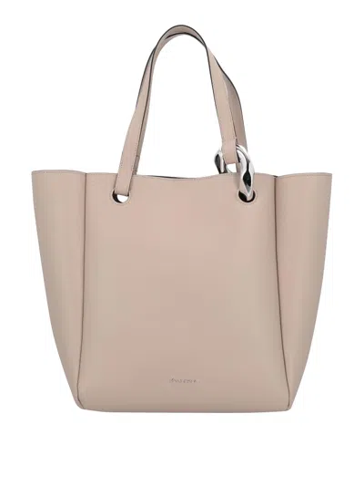 Jw Anderson Corner Chain-link Leather Tote Bag In Beige
