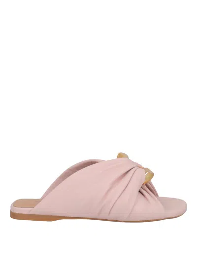 Jw Anderson Pink Corner Slippers In Gold