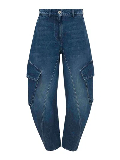 Jw Anderson Twisted Cargo Jeans In Blue