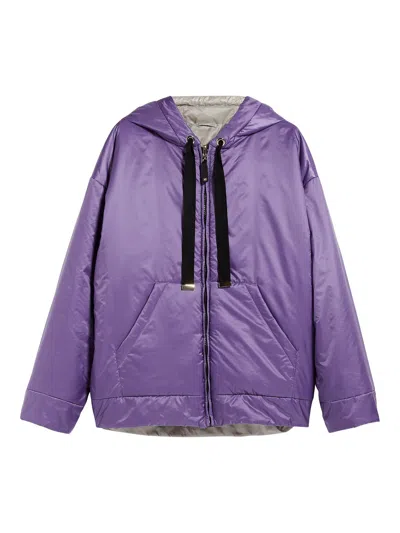 Max Mara The Cube Reversible Parka In Water-repellent Canvas In Light Purple