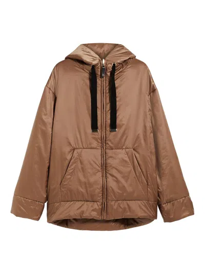 Max Mara The Cube Reversible Parka In Water-repellent Canvas In Camel