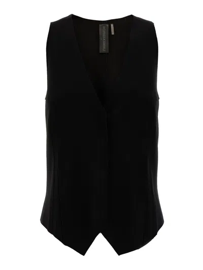 Norma Kamali Stretch Fabric Vest In Black