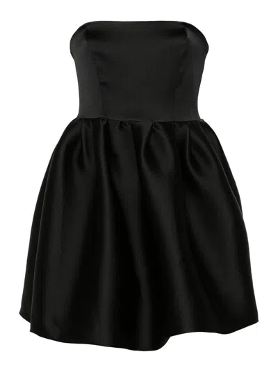 P.a.r.o.s.h Puffbal Satin Mini Dress In Black