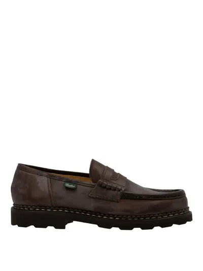 Paraboot Leather Penny Loafers In Brown