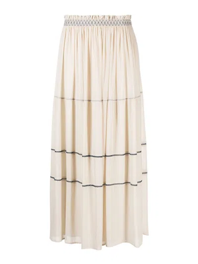 See By Chloé Whipstitch-detailing Pleated Maxi Skirt In Antique White