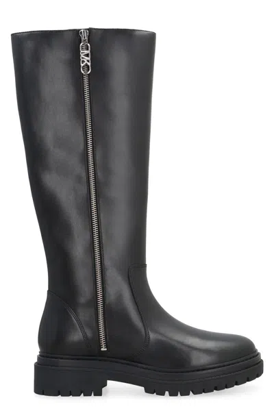 Michael Kors Regan Leather Boots In Black