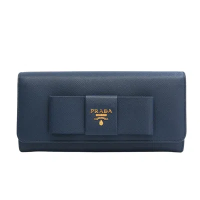 Prada Saffiano Blue Leather Wallet  ()