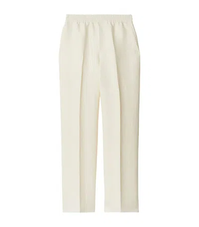 Burberry Tapered-leg Canvas Trousers In White
