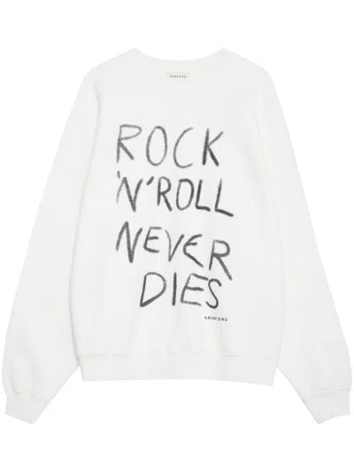 Anine Bing Miles Sweatshirt Rock N Roll In White