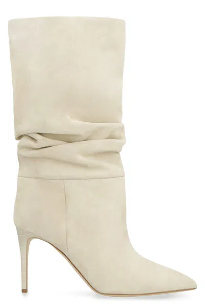 Paris Texas Slouchy Suede Knee High Boots In Ivory