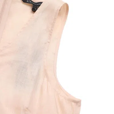 Armani Exchange 女士 轻薄v领文艺气质褶皱连衣裙（内搭裙可拆卸） In Pink