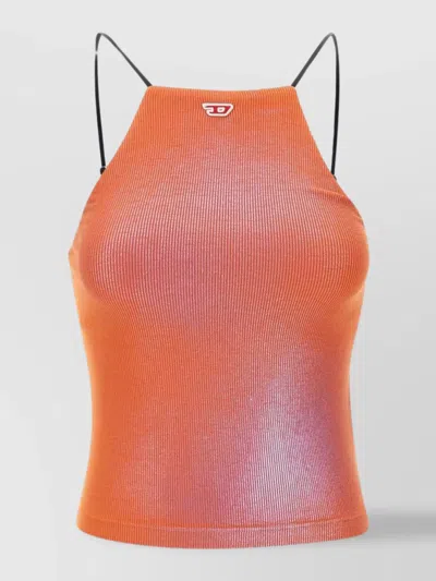 Diesel T-wami Ribbed-knit Top In Orange