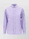 Polo Ralph Lauren Striped Cotton Shirt Woman Shirt Purple Size 8 Cotton In White