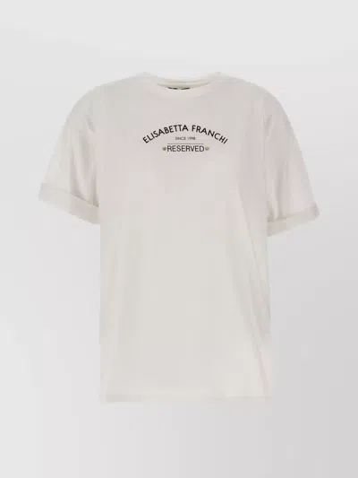 Elisabetta Franchi Logo-print Cotton T-shirt In White
