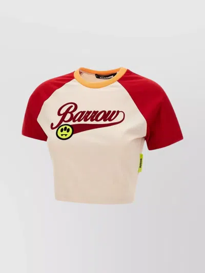 Barrow Flocked-logo Cotton T-shirt In Red