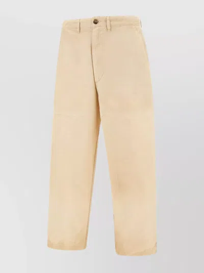 Golden Goose Tapered-leg Cotton Trousers In Beige