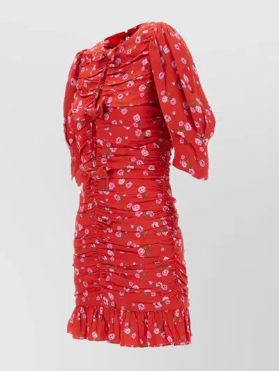 Rotate Birger Christensen Tulliana Printed Viscose Mini Dress In Red,multi