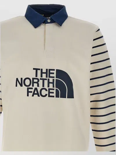 The North Face Tnf Easy Rugby Cotton Polo Shirt In Svo Wht Dune Stripe