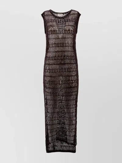 P.a.r.o.s.h Cruz Crochet-knit Maxi Dress In Brown