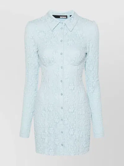Rotate Birger Christensen Floral-lace Shirt Mini Dress In Blue