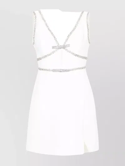 Self-portrait Bonded Crepe Bow Mini Dress In White