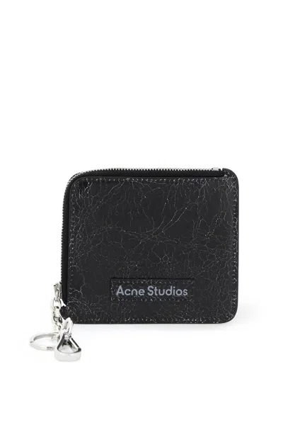 Acne Studios Cracked Leather Wallet With Distressed Women In Black