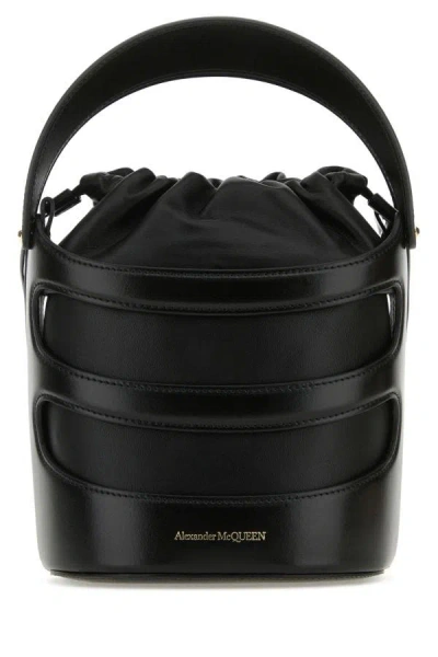 Alexander Mcqueen Woman Black Leather The Rise Bucket Bag