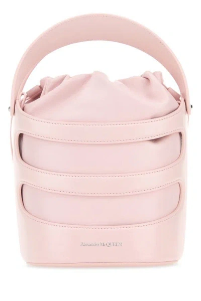 Alexander Mcqueen Woman Pastel Pink Leather The Rise Bucket Bag
