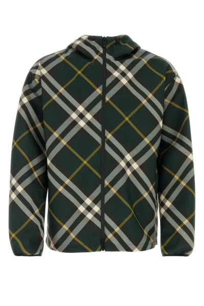 Burberry Giacca Con Check In Green