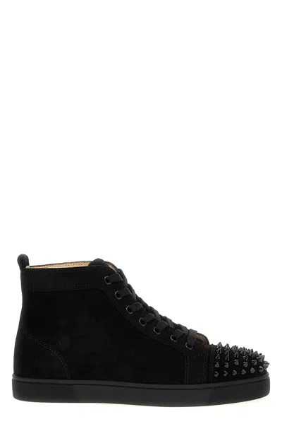 Christian Louboutin Lou Spikes Suede Sneakers In Black