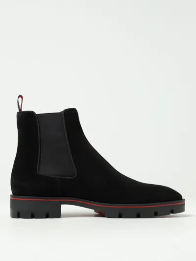 Christian Louboutin Alpino Waxed-suede Chelsea Boots In Black