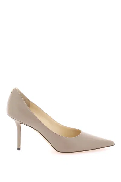 Jimmy Choo Taupe Leather Love 85 Pump In Cream