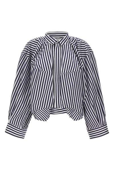 Sacai Striped Shirt In Blue