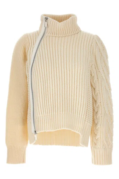 Sacai Zip Detail Jumper In White