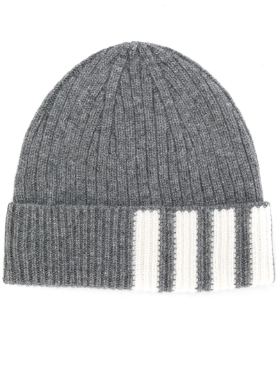 Thom Browne Grey 4-bar Stripe Cashmere Beanie