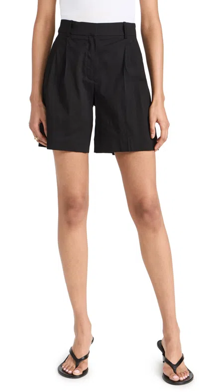 Theory Linen Blend Shorts In Black