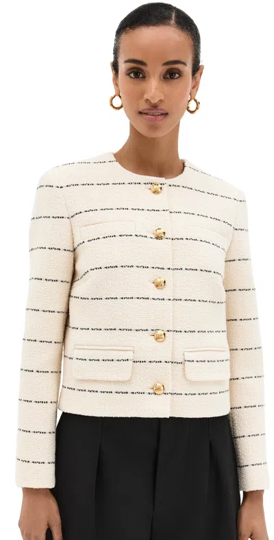Nili Lotan Paige Cropped Cotton-blend Tweed Jacket In Black/ivory Strip