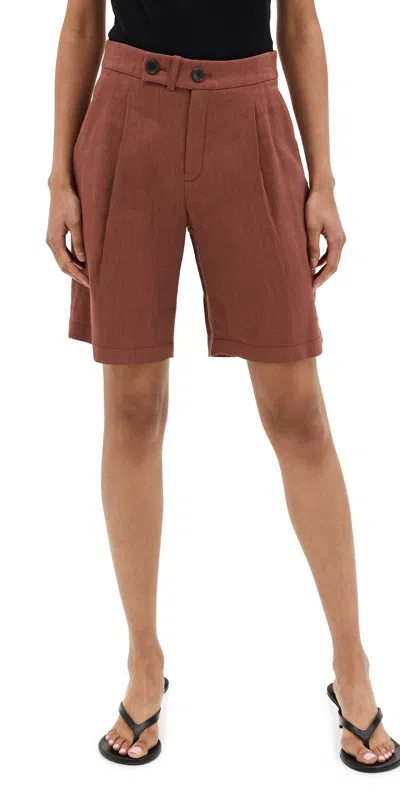 A.l.c Nico Tailored Linen-blend Shorts In Buttercream