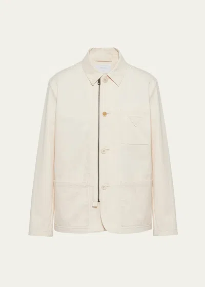 Prada Cotton Blouson Jacket In Natural