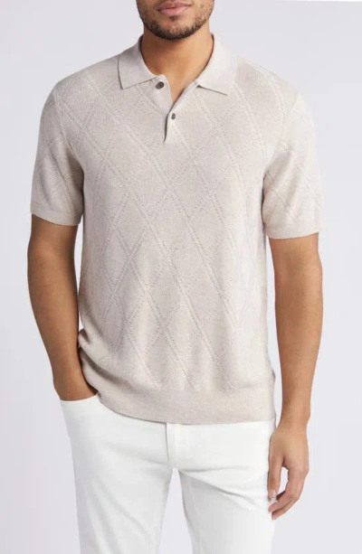 Ted Baker Mens Stone Ventar Diamond-knit Regular-fit Linen-blend Polo